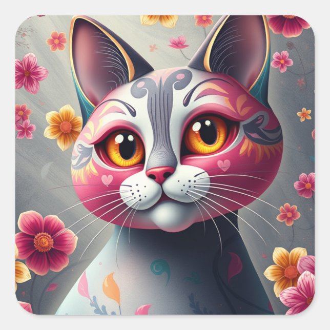 Fantasy Patterned Fun Cat Stickers (Front)