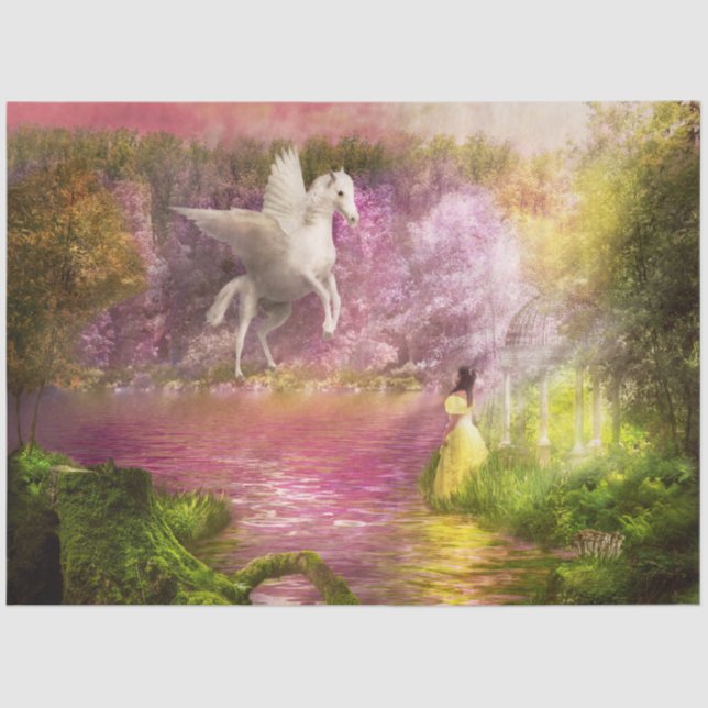 Fantasy - Pegasus - The enchanted garden Tissue Paper (Front)