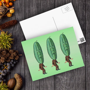 Fantasy Pickle Man Brown Suit Postcard