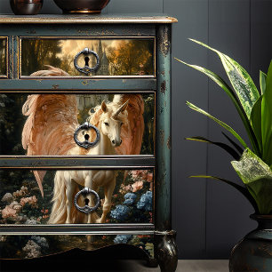 Fantasy Pink and Blue forest Unicorn Decoupage Tissue Paper