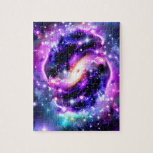 Fantasy Pink and Purple Swirly Cosmic Space Event Jigsaw Puzzle