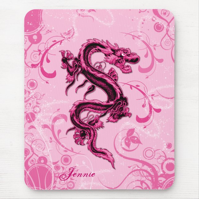 Fantasy Pink Dragon Mouse Pad (Front)