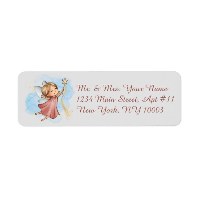 Fantasy Pink Fairy Light Grey Address Labels (Front)