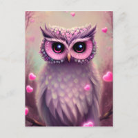 Fantasy Pink Fluffy Kawaii Owl 