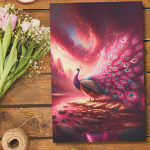Fantasy Pink Peacock In Pink World Tissue Paper