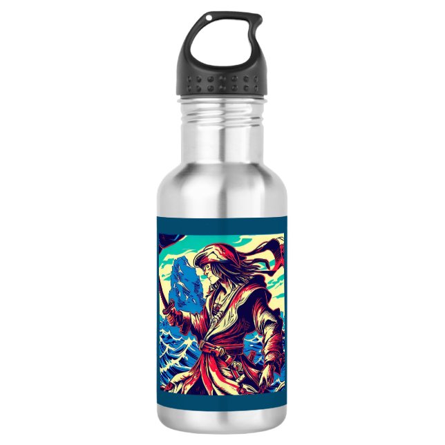 Fantasy Pirate Anime - Woodcut 2 532 Ml Water Bottle (Front)