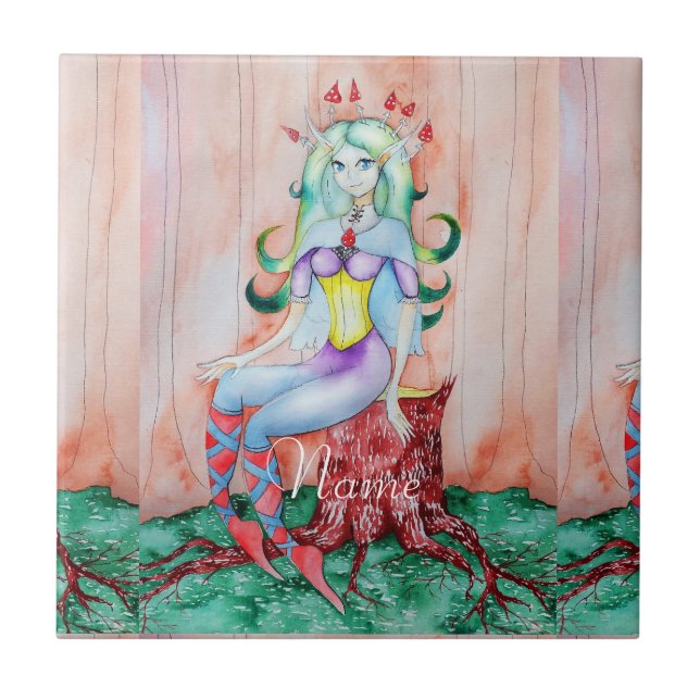 Fantasy Pixie Fairy Thunder_Cove Ceramic Tile (Front)
