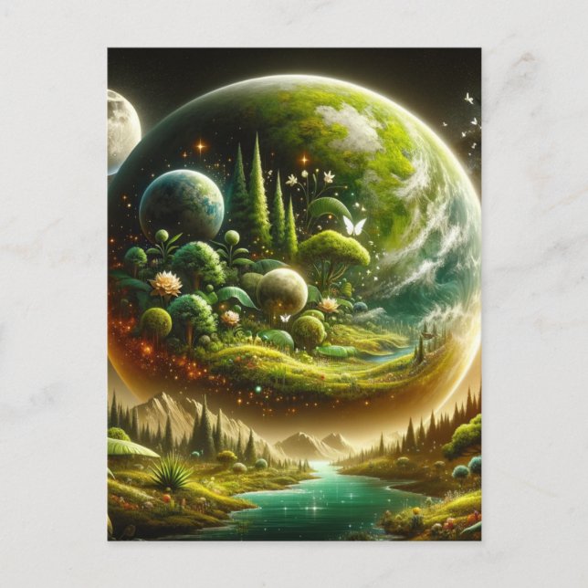 Fantasy Planet – Magical Cosmic Nature Postcard (Front)