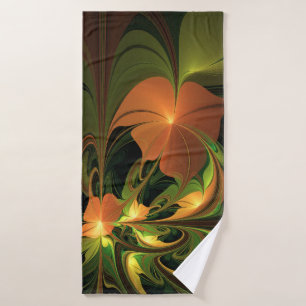 Fantasy Plant Abstract Green Rust Brown Fractal Bath Towel