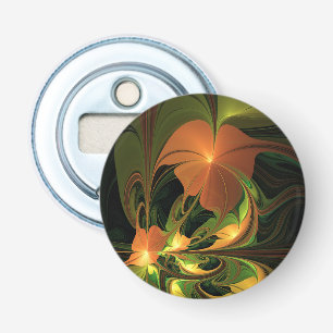 Fantasy Plant Abstract Green Rust Brown Fractal Bottle Opener