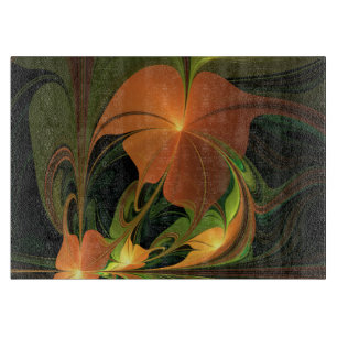 Fantasy Plant Abstract Green Rust Brown Fractal Cutting Board