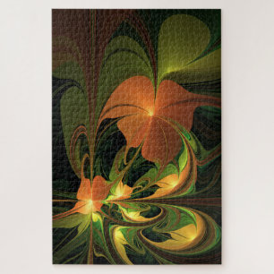 Fantasy Plant Abstract Green Rust Brown Fractal Jigsaw Puzzle