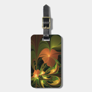 Fantasy Plant Abstract Green Rust Brown Fractal Luggage Tag