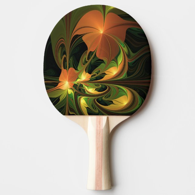 Fantasy Plant Abstract Green Rust Brown Fractal Ping Pong Paddle (Front)