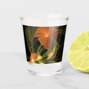 Fantasy Plant Abstract Green Rust Brown Fractal Shot Glass
