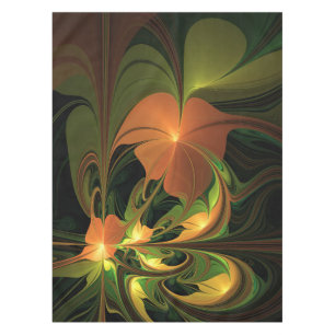 Fantasy Plant Abstract Green Rust Brown Fractal Tablecloth