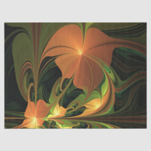 Fantasy Plant Abstract Green Rust Brown Fractal Tissue Paper