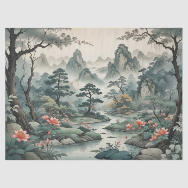 Fantasy Plant and Flower Forest Tissue Paper (Front)