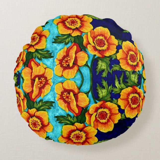 Fantasy Poppies Throw Pillow (Front)