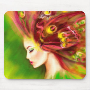 Fantasy Portrait beautiful woman green summer Mouse Pad