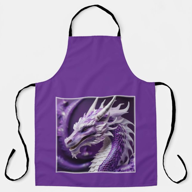 Fantasy Portrait Of A Purple & White Dragon Apron (Front)