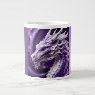 Fantasy Portrait Of A Purple & White Dragon Large Coffee Mug