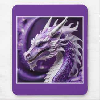 Fantasy Portrait Of A Purple & White Dragon Mouse Pad