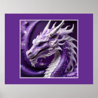 Fantasy Portrait Of A Purple & White Dragon Poster