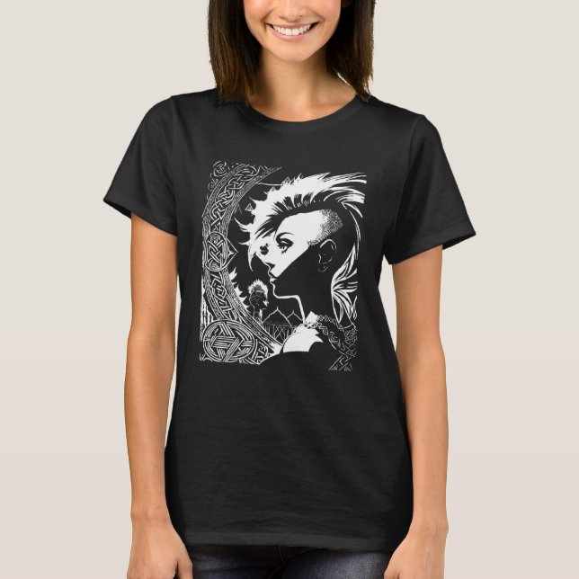 Fantasy Post Punk Celtic Tribal Batcave Girl Gothi T-Shirt (Front)