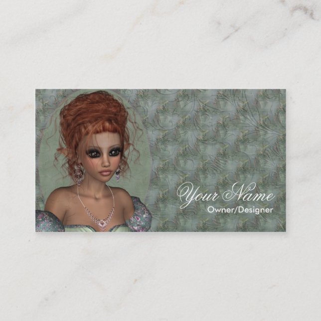 Fantasy Pretty Redhead Fairy Business Card (Front)