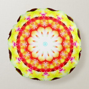 Fantasy Priest Mage Magcial Vibrant Mandela Round Cushion