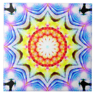 Fantasy Priest Mage Magical Vibrant Mandela Ceramic Tile