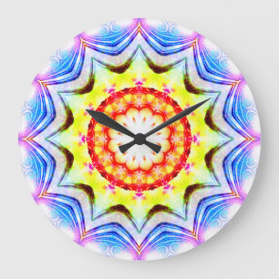 Fantasy Priest Mage Magical Vibrant Mandela Large Clock