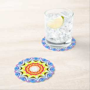 Fantasy Priest Mage Magical Vibrant Mandela Paper Coaster