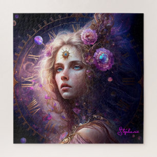 Fantasy Princess Purple Flowers Jigsaw Puzzle