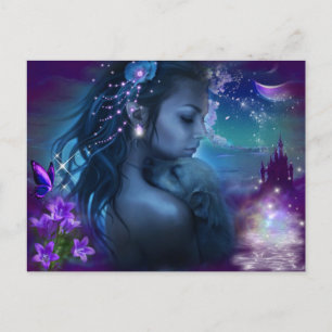 Fantasy Princess With a Puppy Postcard