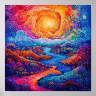 Fantasy Psychedelic Landscape Dreamscape 🌌✨🌀🌿 Poster