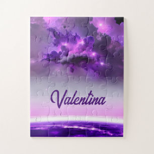 Fantasy Purple Clouds Fun Galaxy Scene Jigsaw Puzzle