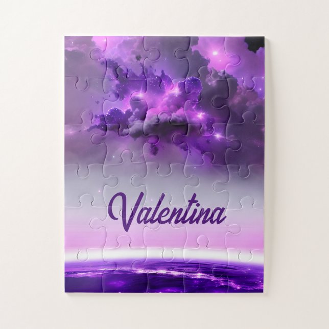 Fantasy Purple Clouds Fun Galaxy Scene Jigsaw Puzzle (Vertical)
