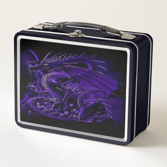 Fantasy Purple Dragon Metal Lunch Box (Front)