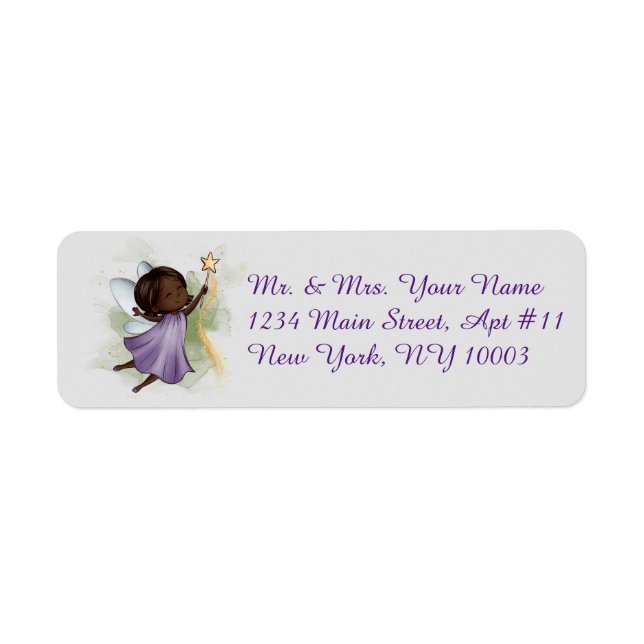 Fantasy Purple Fairy Light Grey Address Labels (Front)