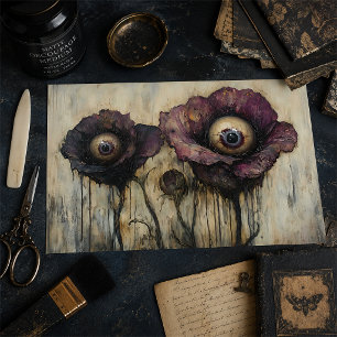 Fantasy Purple Floral Bouquet With Eyes Decoupage Tissue Paper