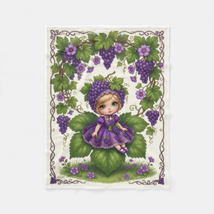 Fantasy Purple Grape Fairy Girl Fleece Blanket