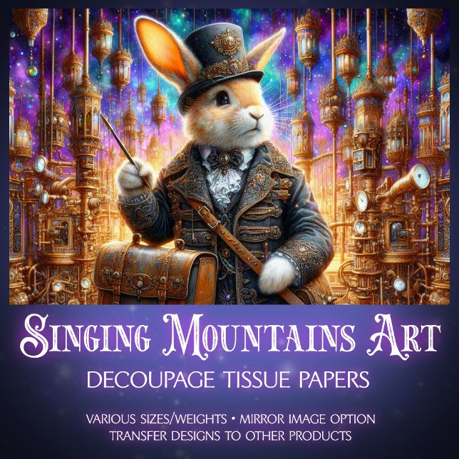 Fantasy Rabbit Mechanical Steampunk Decoupage  Tissue Paper (Creator Uploaded)
