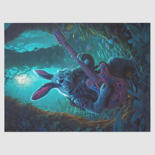 Fantasy Rabbit Playing Guitar Tissue Paper (Front)