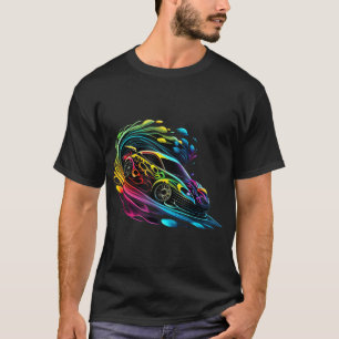 Fantasy Racing Sports Car Exotic Rainbow Flames  T-Shirt