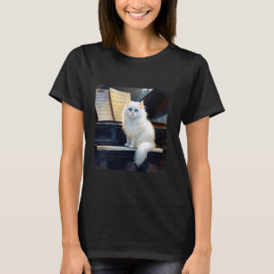 Fantasy Ragdoll Cat On Piano T-Shirt