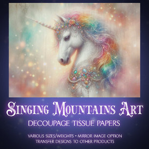 Fantasy Rainbow Decorative Unicorn Decoupage Tissue Paper