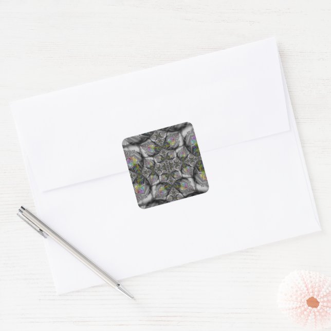 Fantasy | Rainbow Fractal Art Square Sticker (Envelope)