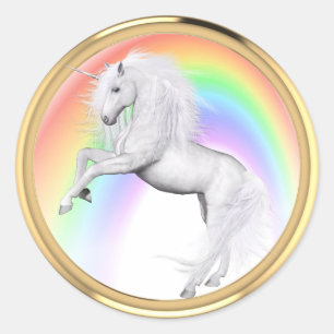 Fantasy Rainbow Unicorn Classic Round Sticker
